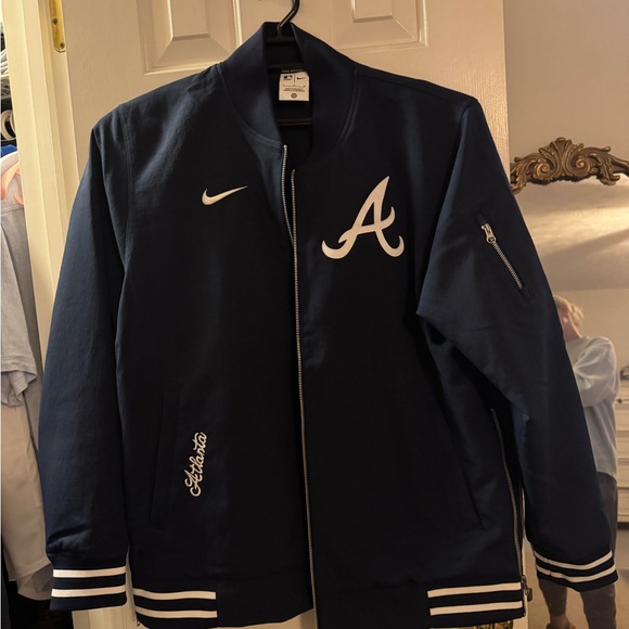 Nike Other - Atlanta Braves Nike Dugout Collection Bomber Jacket Blue Large NWOT